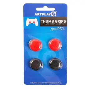 Накладки для геймпада ARTPLAYS Thumb Grips защитные на джойстики геймпада PS 4 (4 шт - 2  красных, 2 черных)