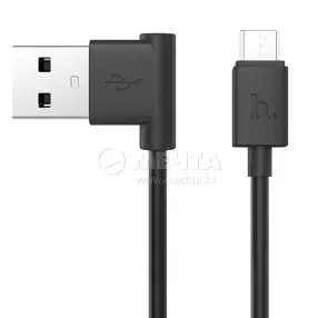 Кабель для телефона HOCO USB шнур micro с боковым входом чёрный (UPM10)(0)