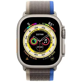 Смарт часы APPLE Watch Ultra GPS + Cellular, 49mm Titanium Case with Blue/Gray Trail Loop - M/L (MQFV3GK/A)