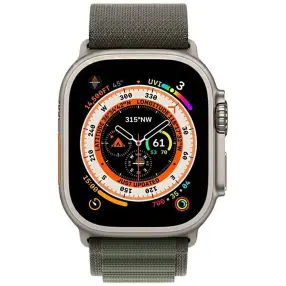 Смарт часы APPLE Watch Ultra GPS + Cellular, 49mm Titanium Case with Green Alpine Loop - Medium (MQFN3GK/A)