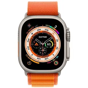 Смарт часы APPLE Watch Ultra GPS + Cellular, 49mm Titanium Case with Orange Alpine Loop - Large (MQFM3GK/A)