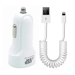 Автомобильное зар. устройство BoraSCO 2 USB, 2.1A + Lightning 8 pin 2m white (20638)(0)