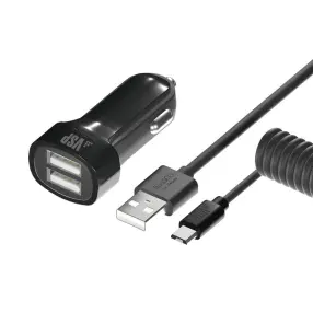 Автомобильное зар. устройство BoraSCO 2 USB, 2.1A + micro USB 2m black (20637)(0)