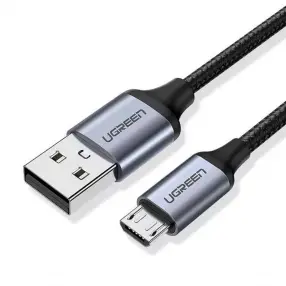 Кабель для телефона UGREEN US290 USB A to Micro USB Cable Nickel Plating Aluminum Braid 1.5m (Black) 60147
