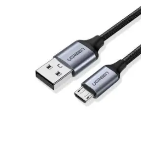 Кабель для телефона UGREEN US290 USB A to Micro USB Cable Nickel Plating Aluminum Braid 2m (Black) 60148