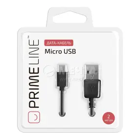 Кабель для телефона PRIME LINE micro USB 2м, черный (7208)(0)