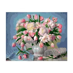 Картина по номерам PaintBoy GX 34922 (на холсте) Розовые тюльпаны в вазе 40*50