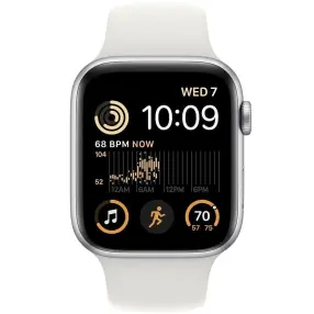 Смарт часы APPLE Watch SE 2022 GPS, 44mm Silver Aluminium Case with White Sport Band - Regular (MNK23GK/A)