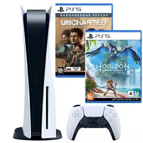 Игровая консоль PlayStation 5 + Uncharted Collection + Horizon Forbidden West