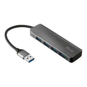 Картридер TRUST Halyx Aluminium 4 PORT-Mini USB 3.2 HUB